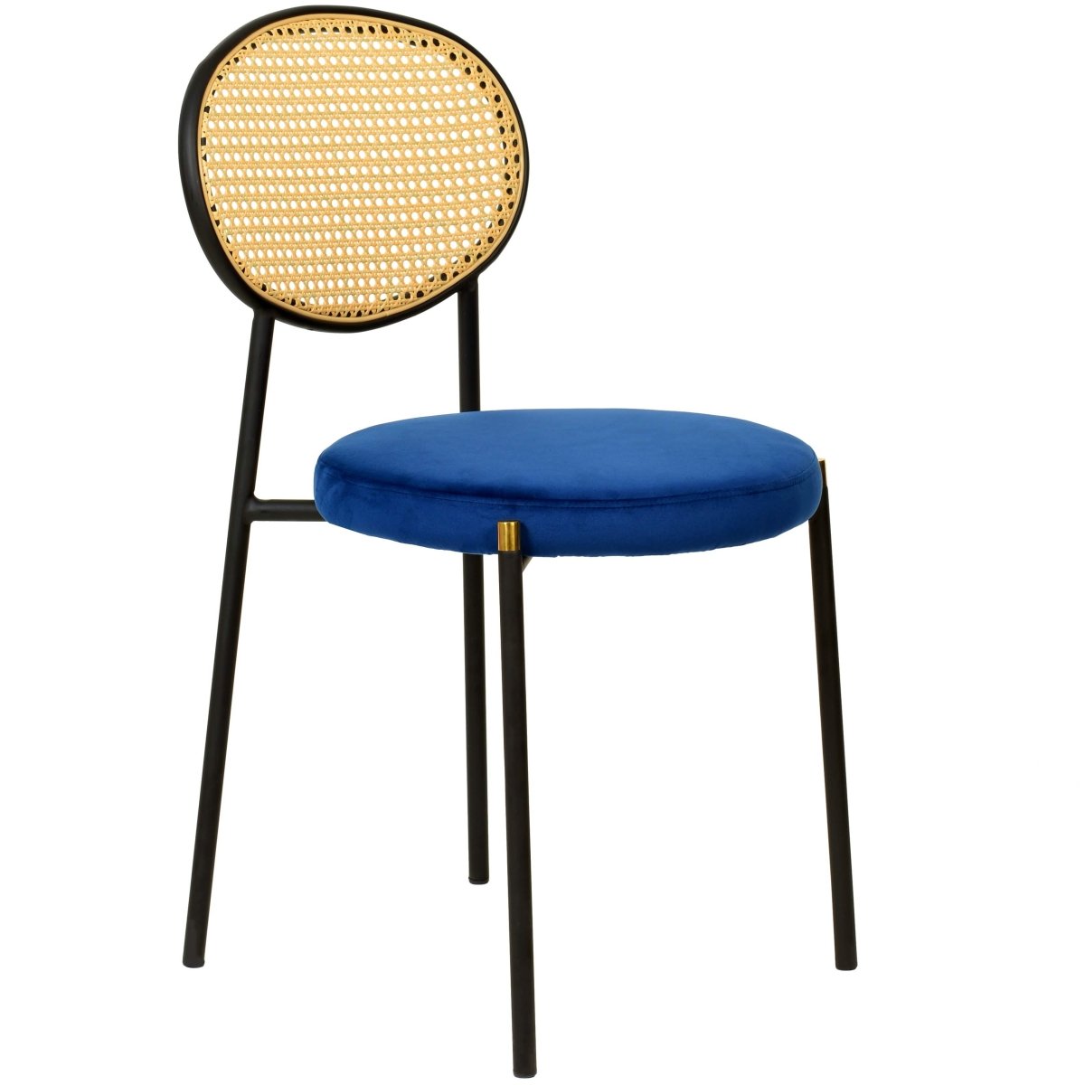Euston Modern Upholstered Dining Chair with Round Wicker/Velvet Back Style