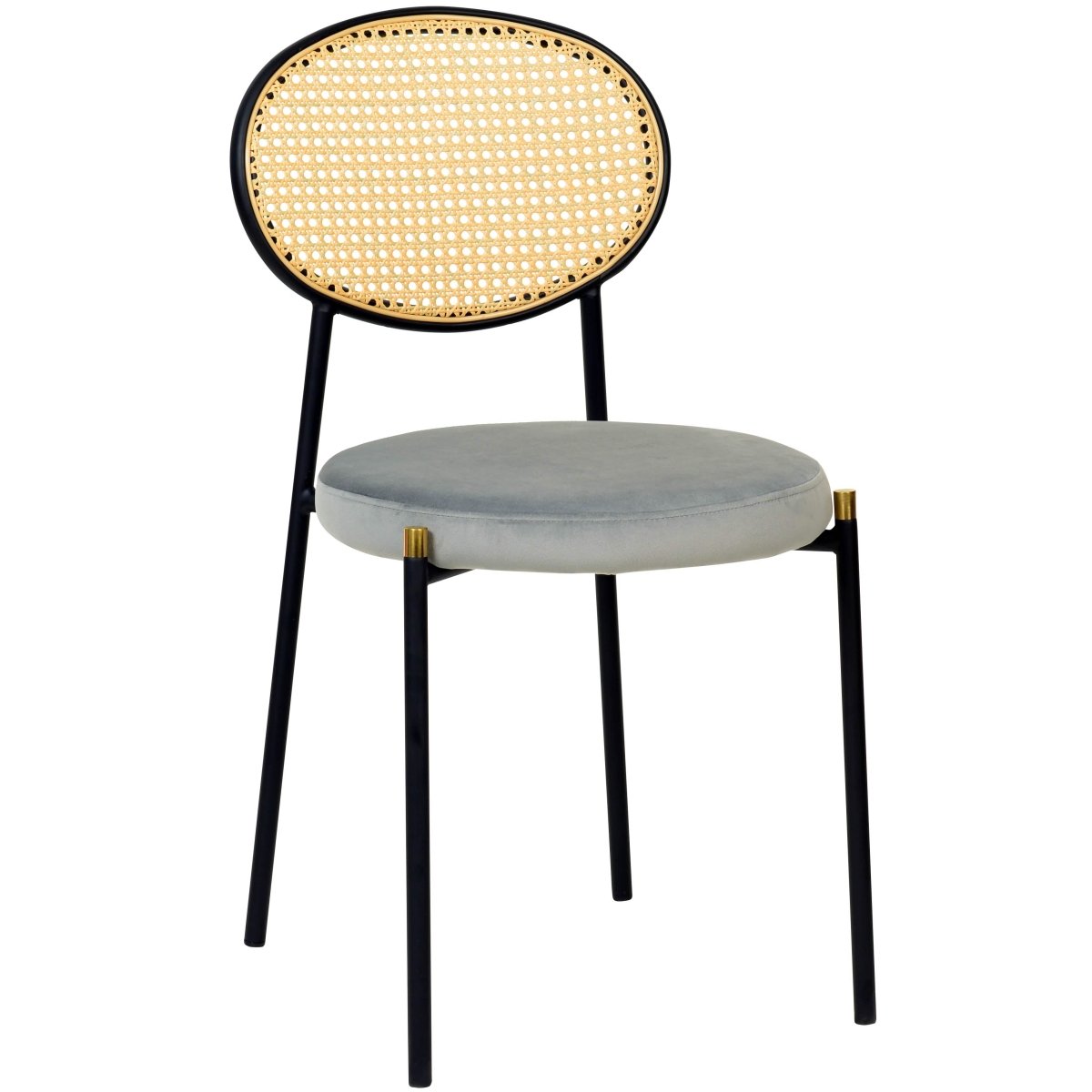 Euston Modern Upholstered Dining Chair with Round Wicker/Velvet Back Style