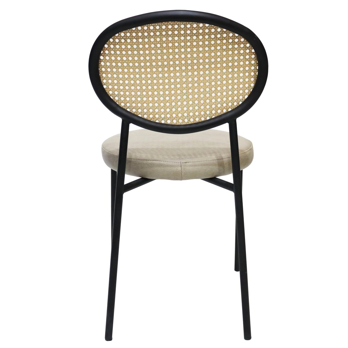 Euston Modern Upholstered Dining Chair with Round Wicker/Velvet Back Style