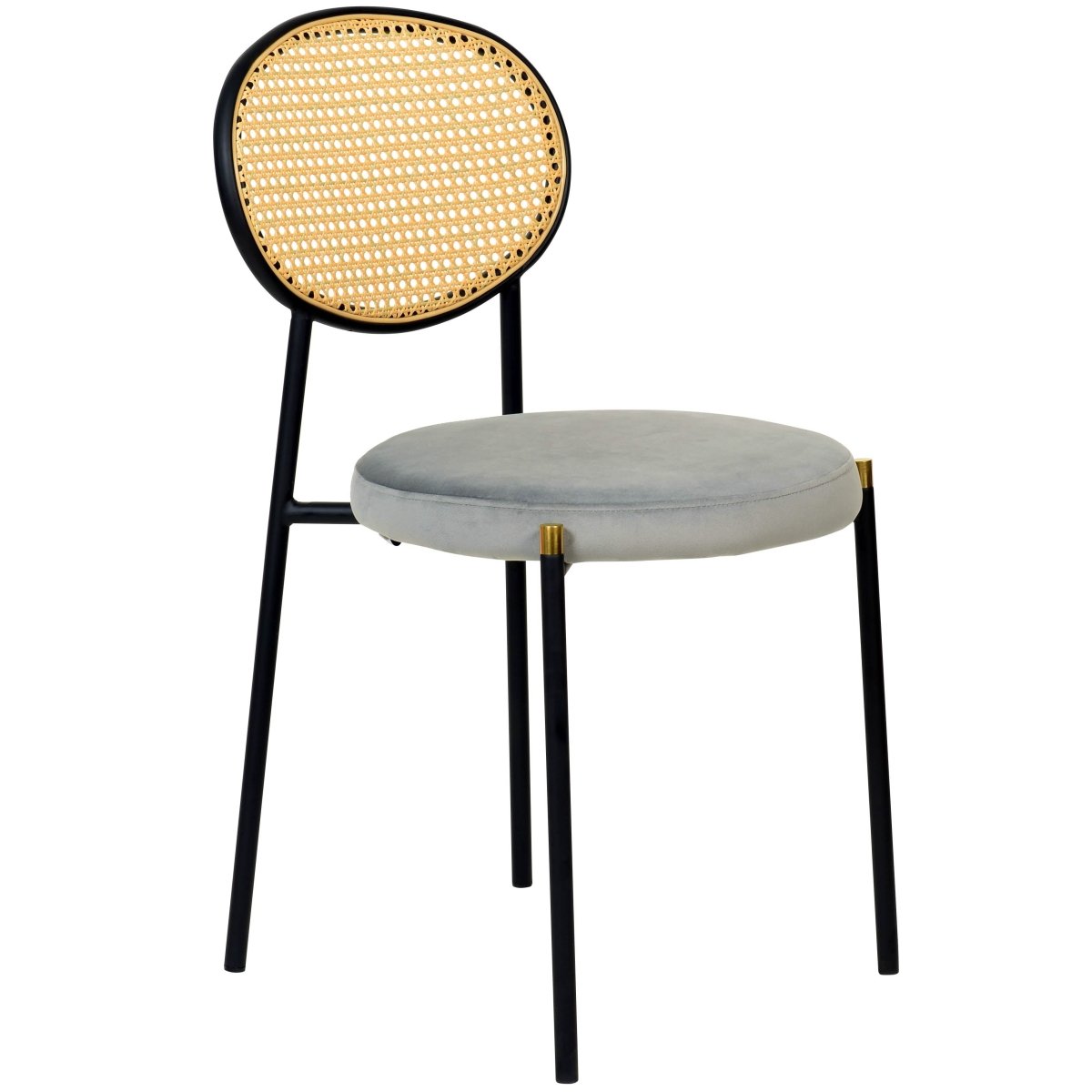 Euston Modern Upholstered Dining Chair with Round Wicker/Velvet Back Style