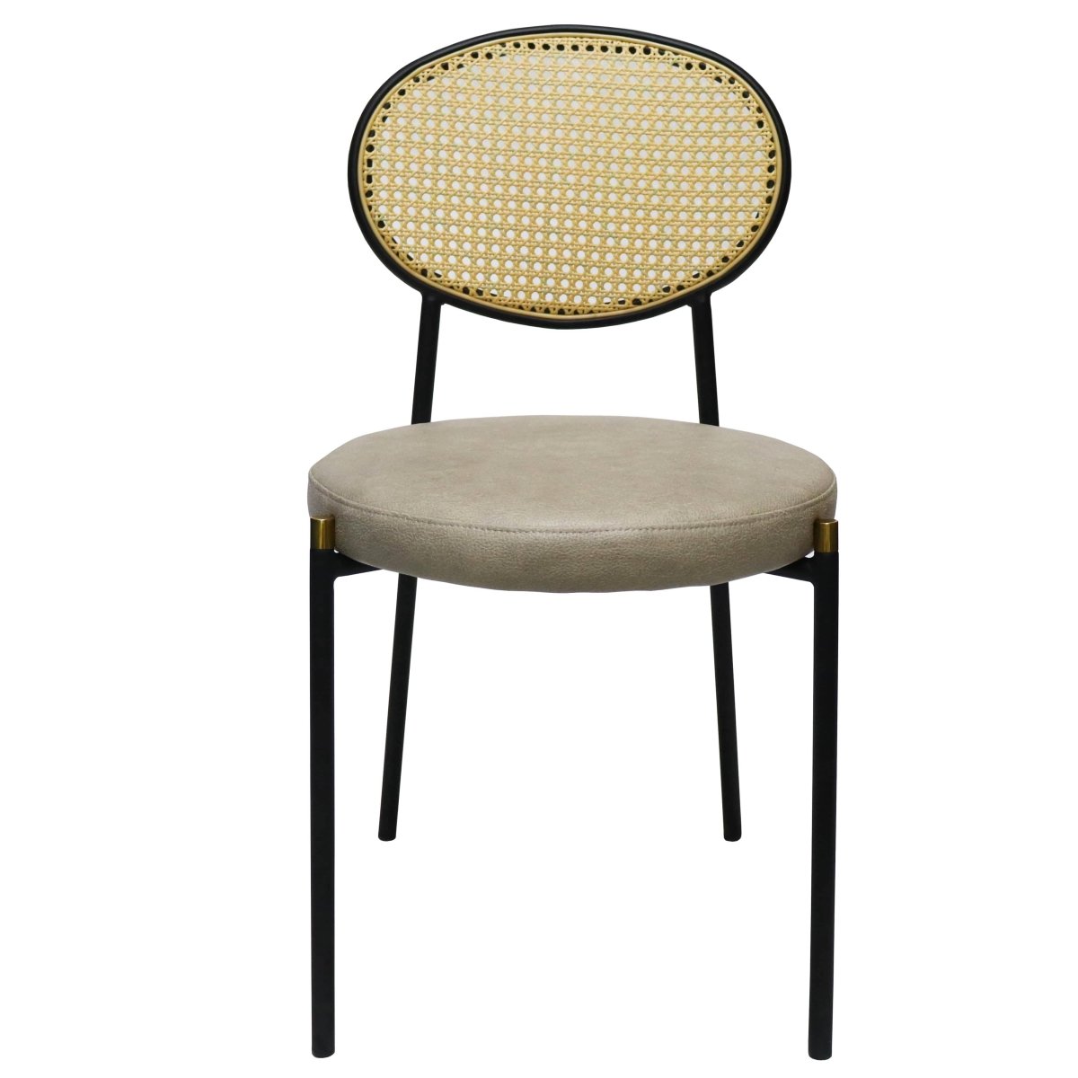 Euston Modern Upholstered Dining Chair with Round Wicker/Velvet Back Style