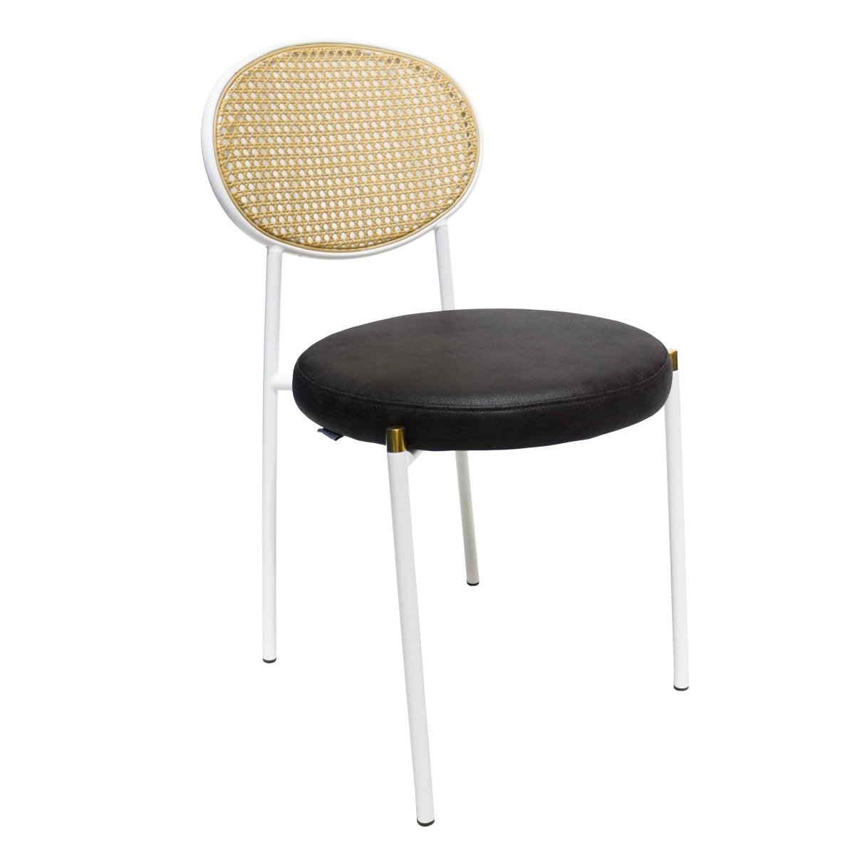 Euston Modern Upholstered Dining Chair with Round Wicker/Velvet Back Style