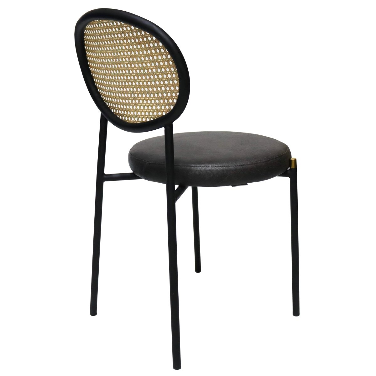 Euston Modern Upholstered Dining Chair with Round Wicker/Velvet Back Style