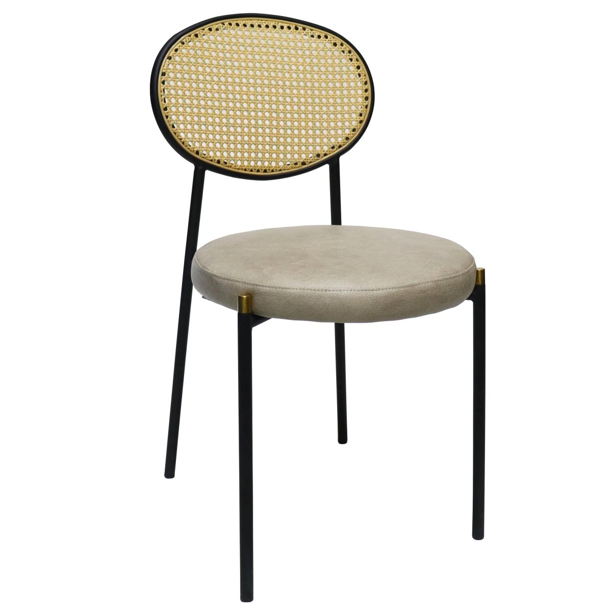 Euston Modern Upholstered Dining Chair with Round Wicker/Velvet Back Style