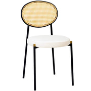 Euston Modern Upholstered Dining Chair with Round Wicker/Velvet Back Style