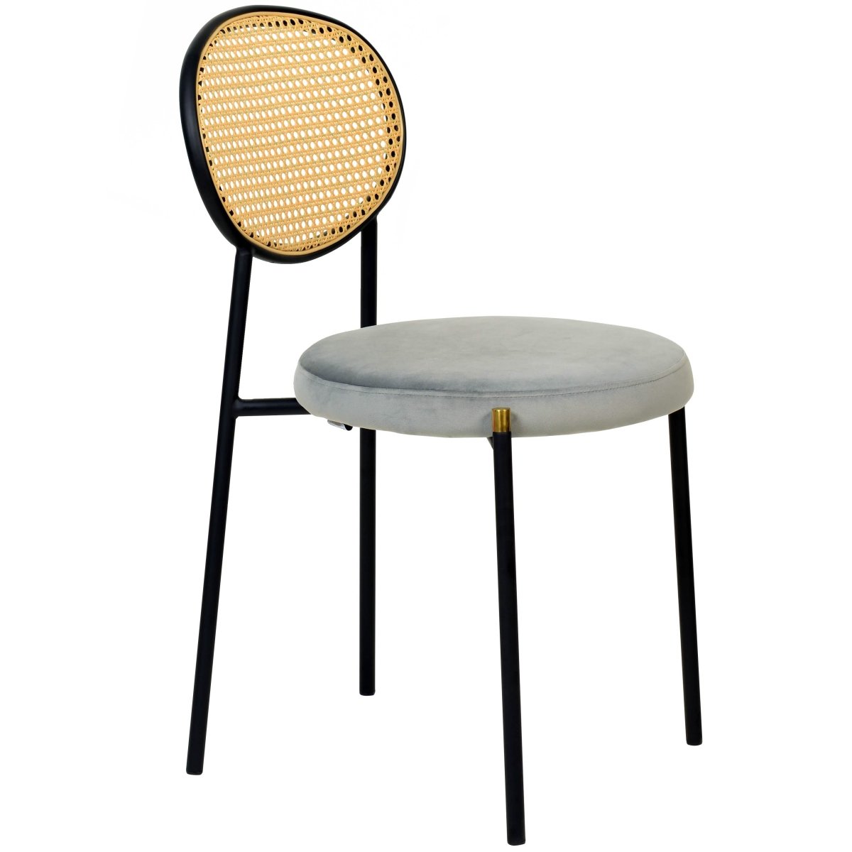 Euston Modern Upholstered Dining Chair with Round Wicker/Velvet Back Style
