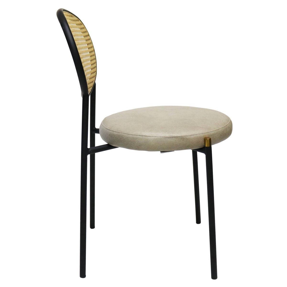 Euston Modern Upholstered Dining Chair with Round Wicker/Velvet Back Style