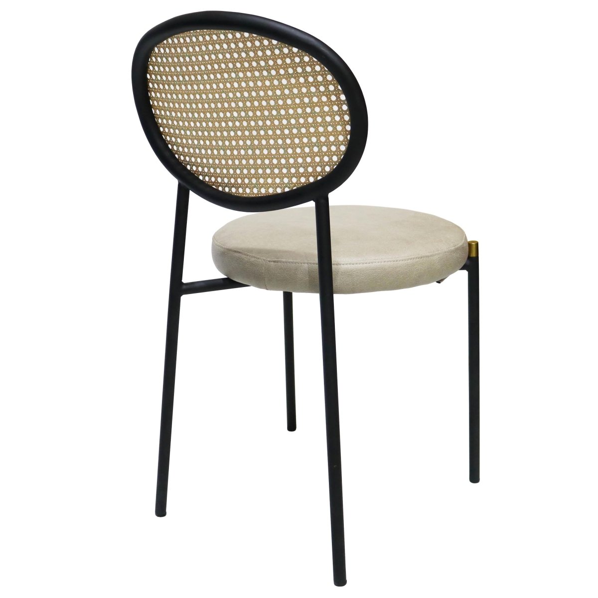 Euston Modern Upholstered Dining Chair with Round Wicker/Velvet Back Style