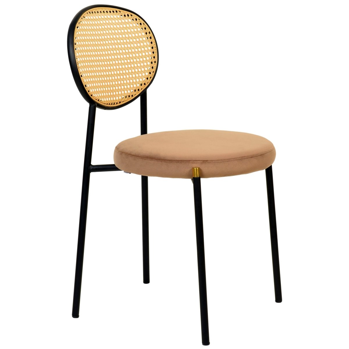 Euston Modern Upholstered Dining Chair with Round Wicker/Velvet Back Style