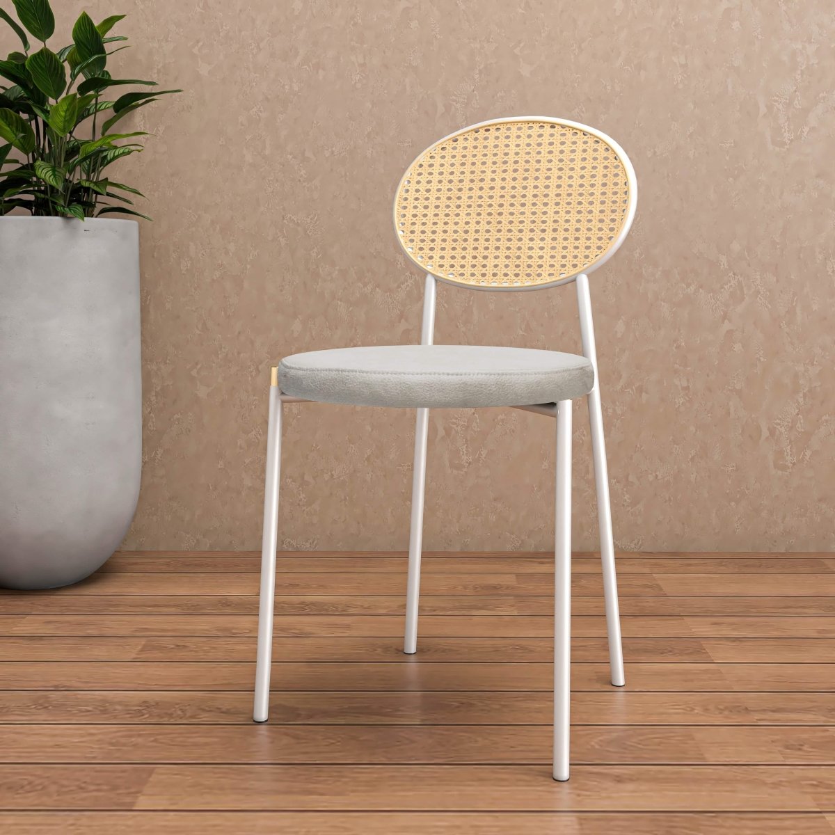 Euston Modern Upholstered Dining Chair with Round Wicker/Velvet Back Style