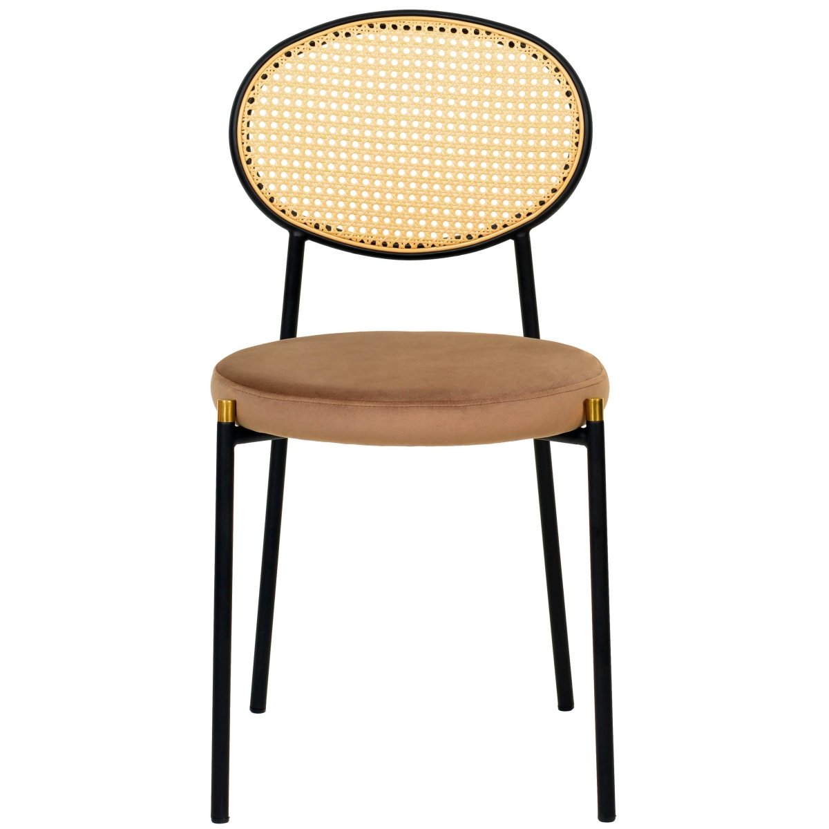 Euston Modern Upholstered Dining Chair with Round Wicker/Velvet Back Style