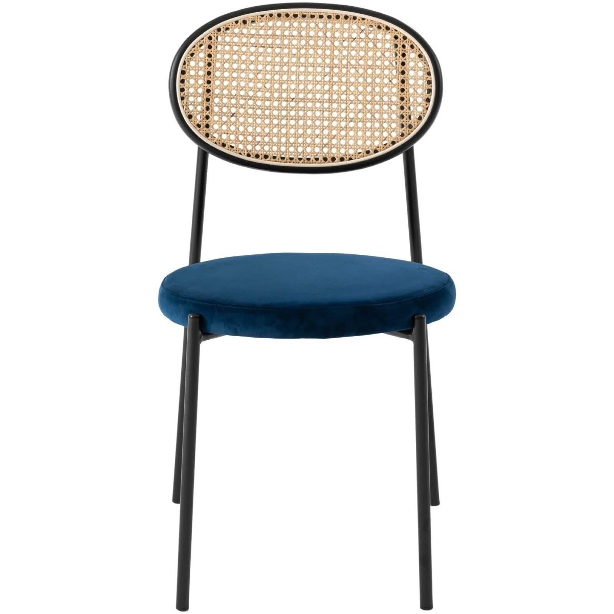 Euston Modern Wicker Dining Chair with Round Velvet Seat Set of 4