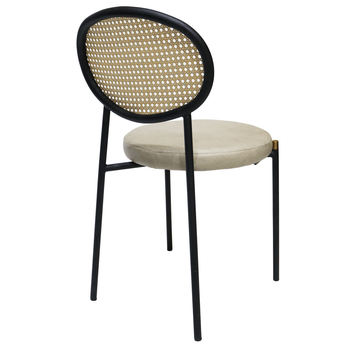 Euston Modern Wicker Dining Chair with Round Velvet Seat Set of 4