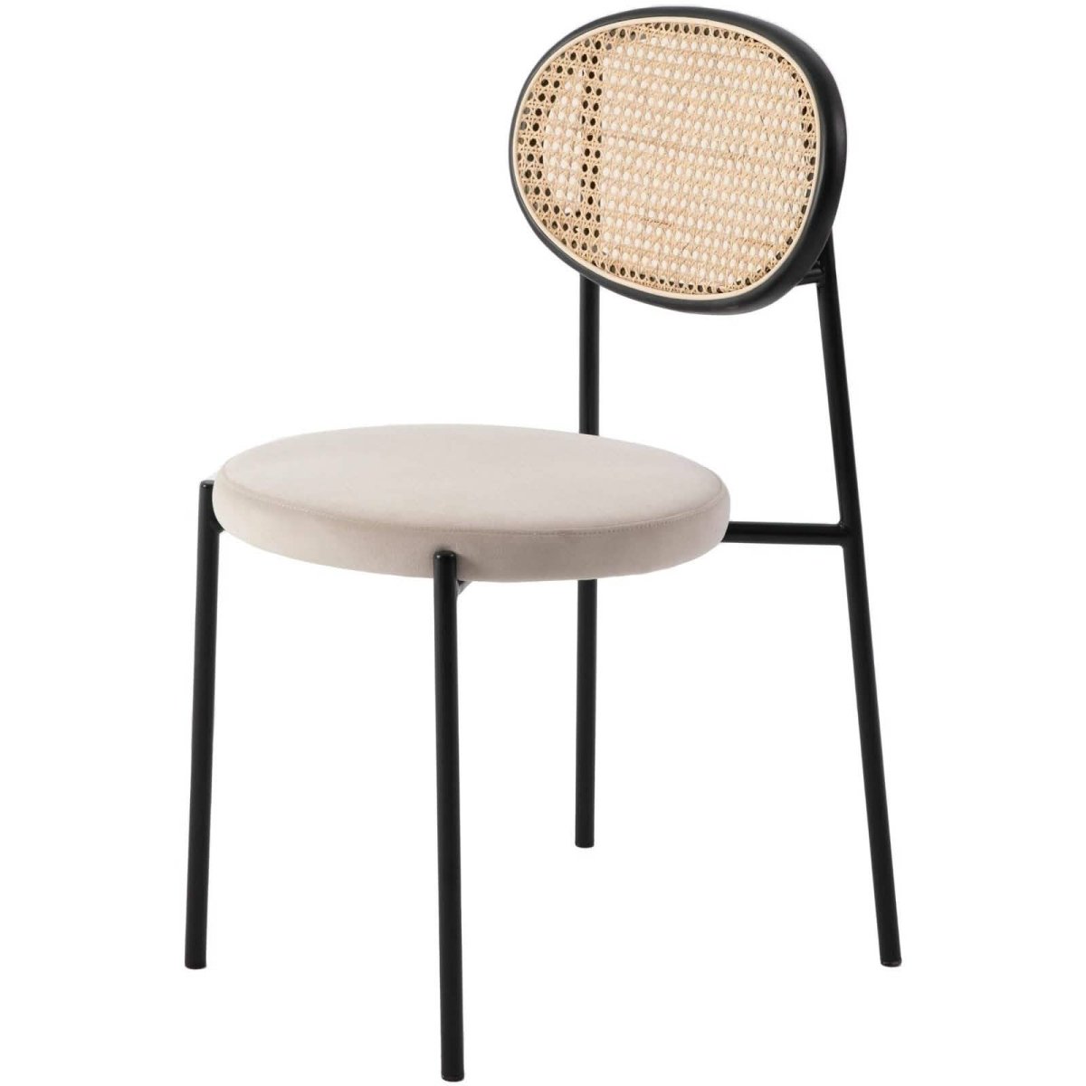 Euston Modern Wicker Dining Chair with Round Velvet Seat Set of 4