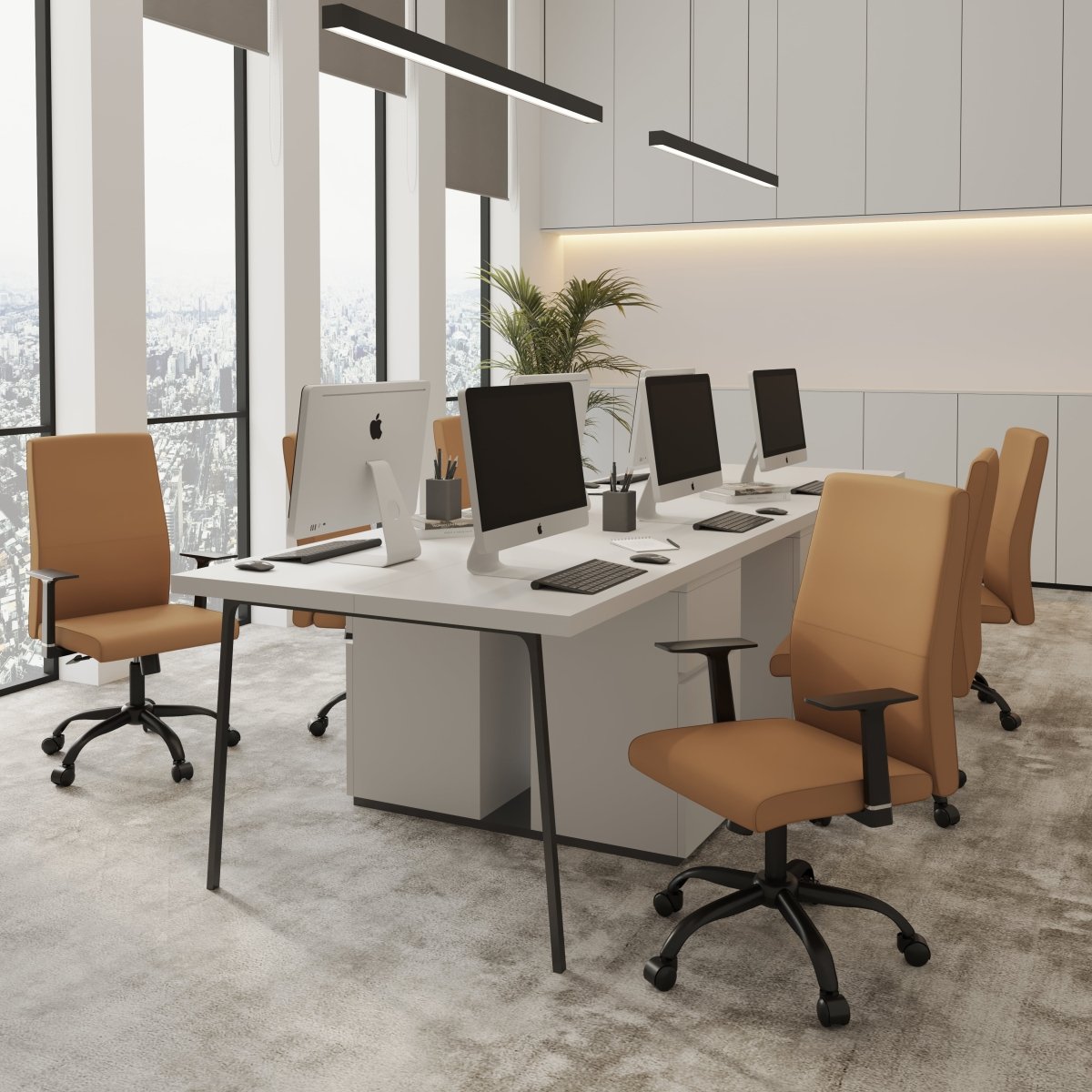 Evander Leather Office Chair in Aluminum with Adjustable Height and Swivel