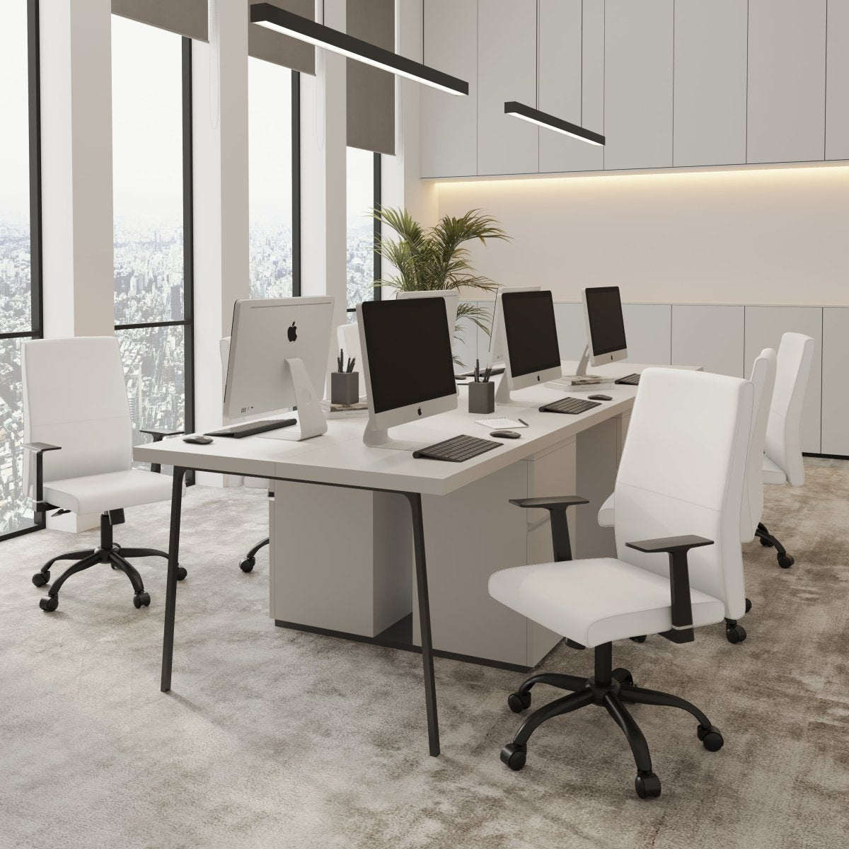 Evander Leather Office Chair in Aluminum with Adjustable Height and Swivel