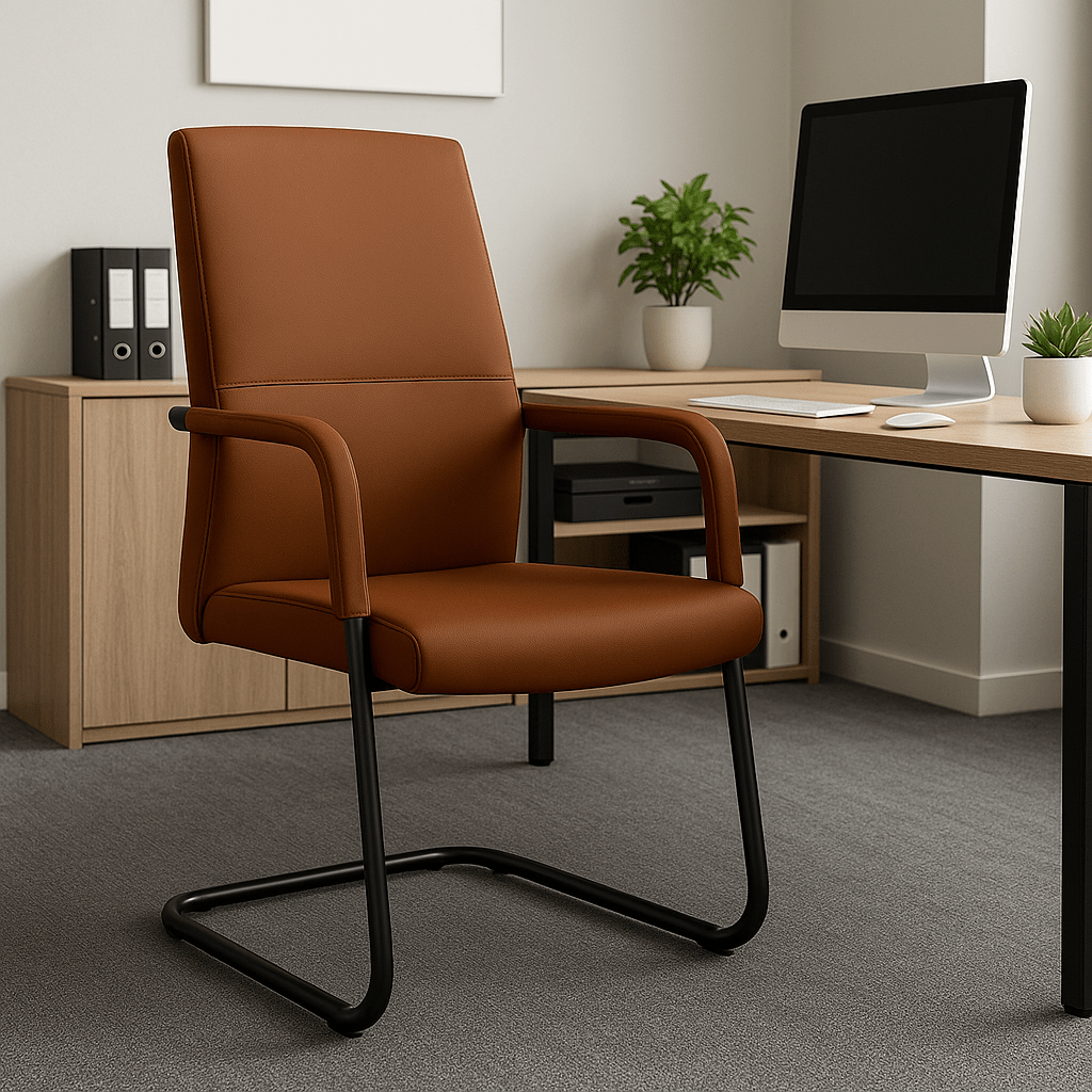 Evander Leather Office Chair With Aluminum Frame