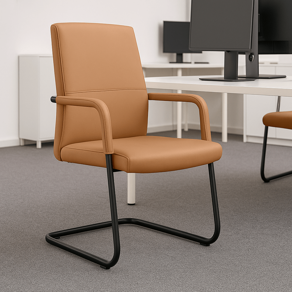Evander Leather Office Chair With Aluminum Frame