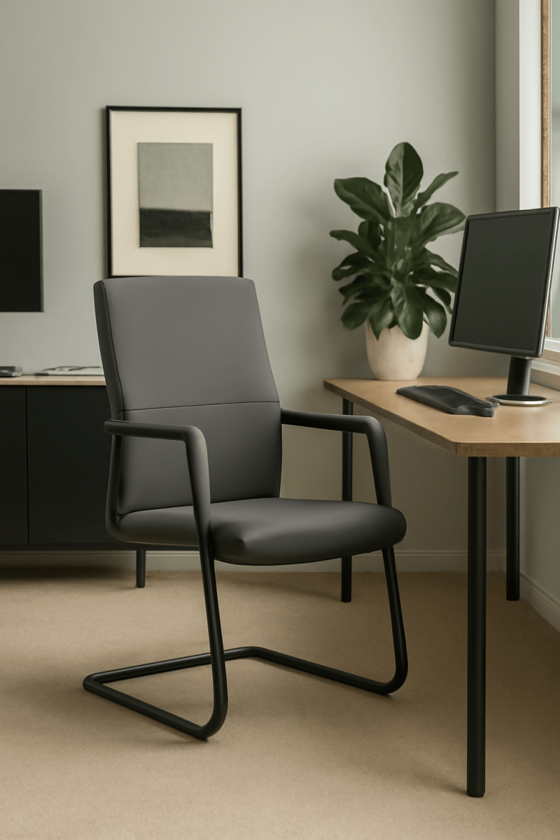 Evander Leather Office Chair With Aluminum Frame