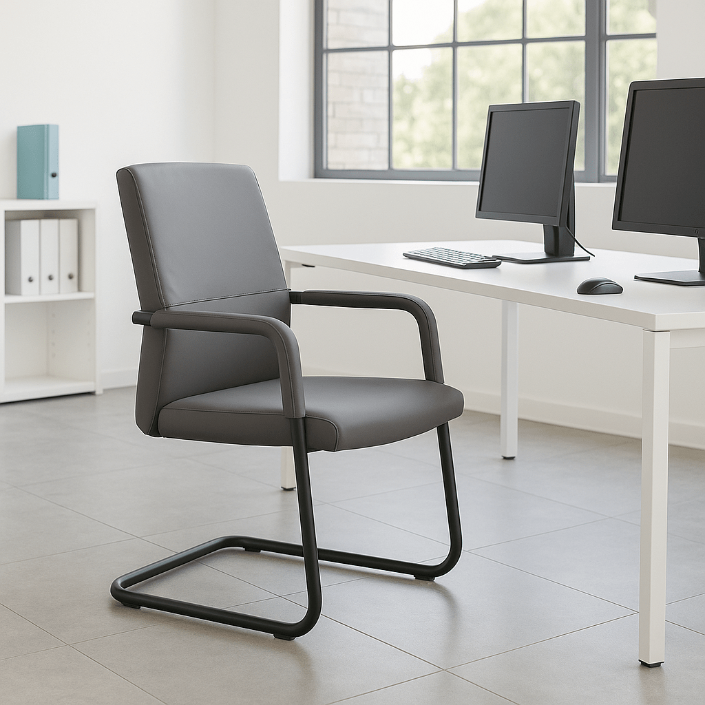 Evander Leather Office Chair With Aluminum Frame