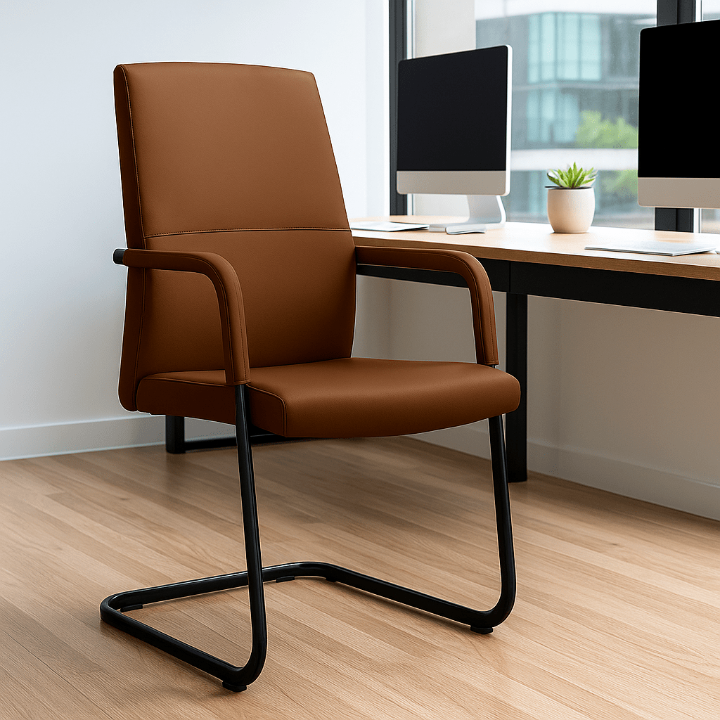Evander Leather Office Chair With Aluminum Frame
