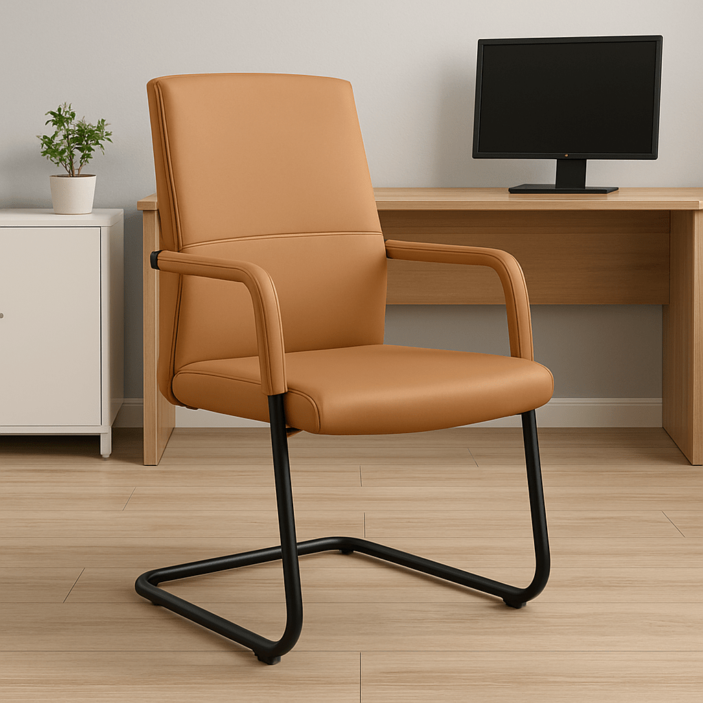 Evander Leather Office Chair With Aluminum Frame