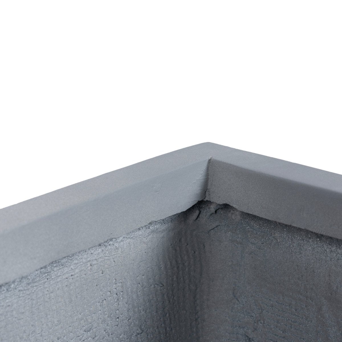 Flora Modern Rectangular Planter Pot in Fiberstone and Clay Weather Resistant Design in Grey