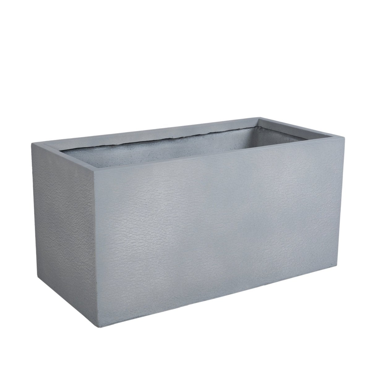 Flora Modern Rectangular Planter Pot in Fiberstone and Clay Weather Resistant Design in Grey