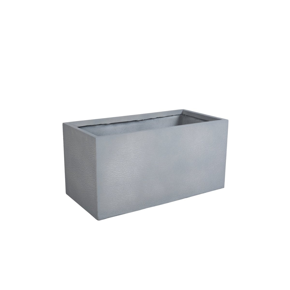 Flora Modern Rectangular Planter Pot in Fiberstone and Clay Weather Resistant Design in Grey