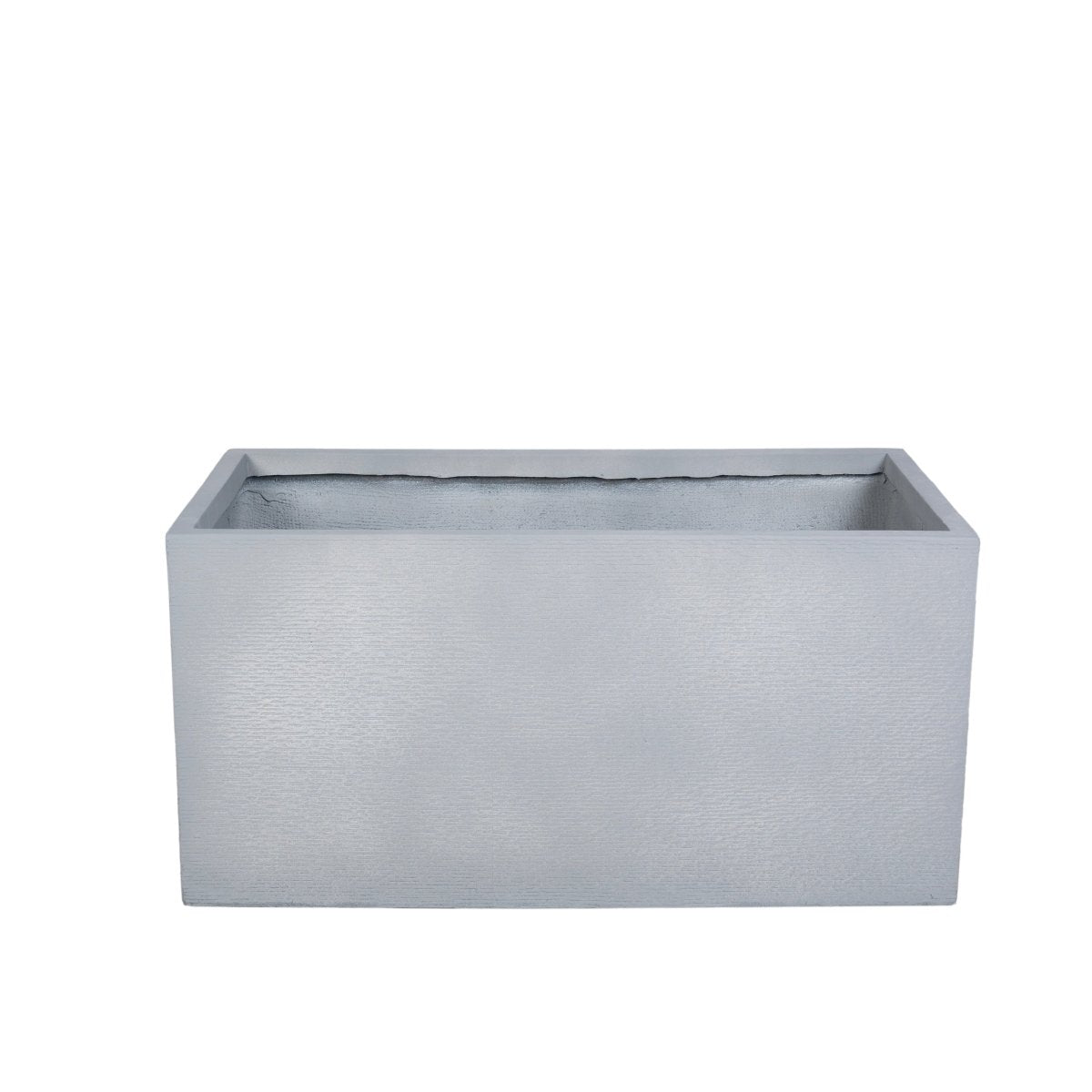 Flora Modern Rectangular Planter Pot in Fiberstone and Clay Weather Resistant Design in Grey