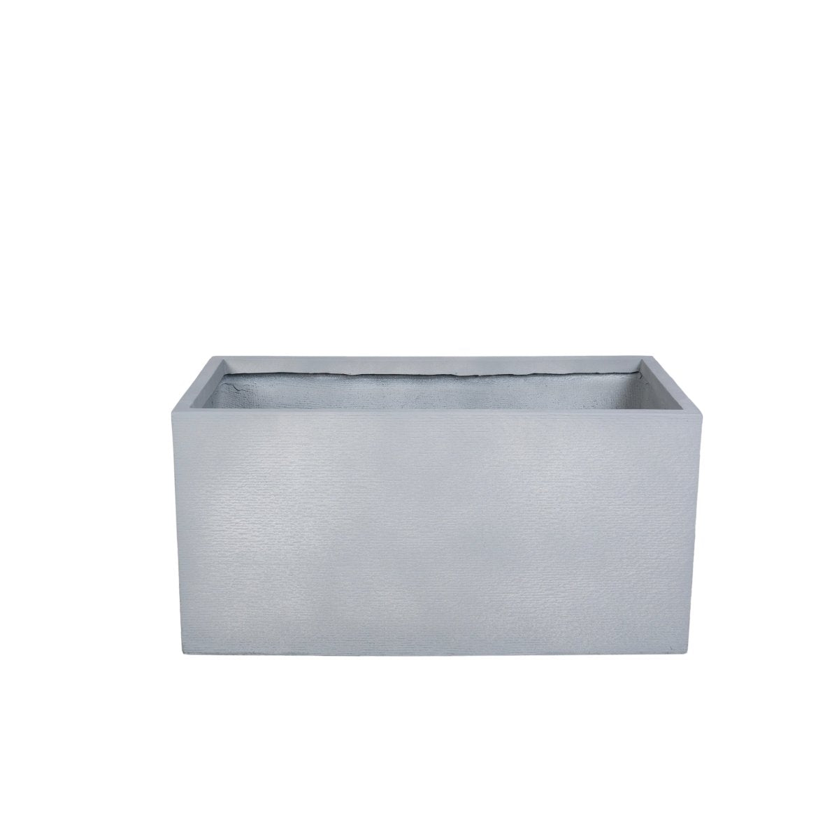Flora Modern Rectangular Planter Pot in Fiberstone and Clay Weather Resistant Design in Grey