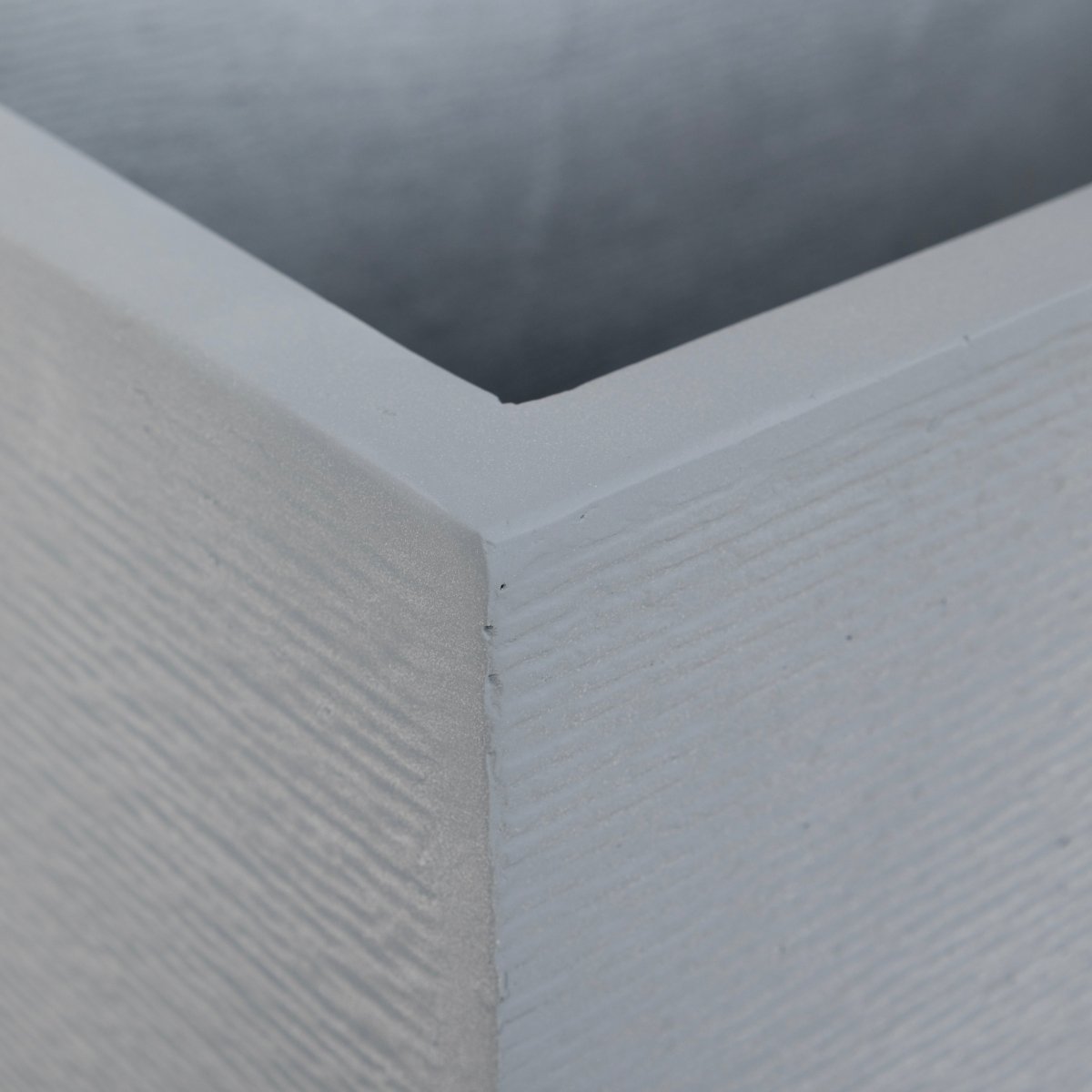 Flora Modern Rectangular Planter Pot in Fiberstone and Clay Weather Resistant Design in Grey