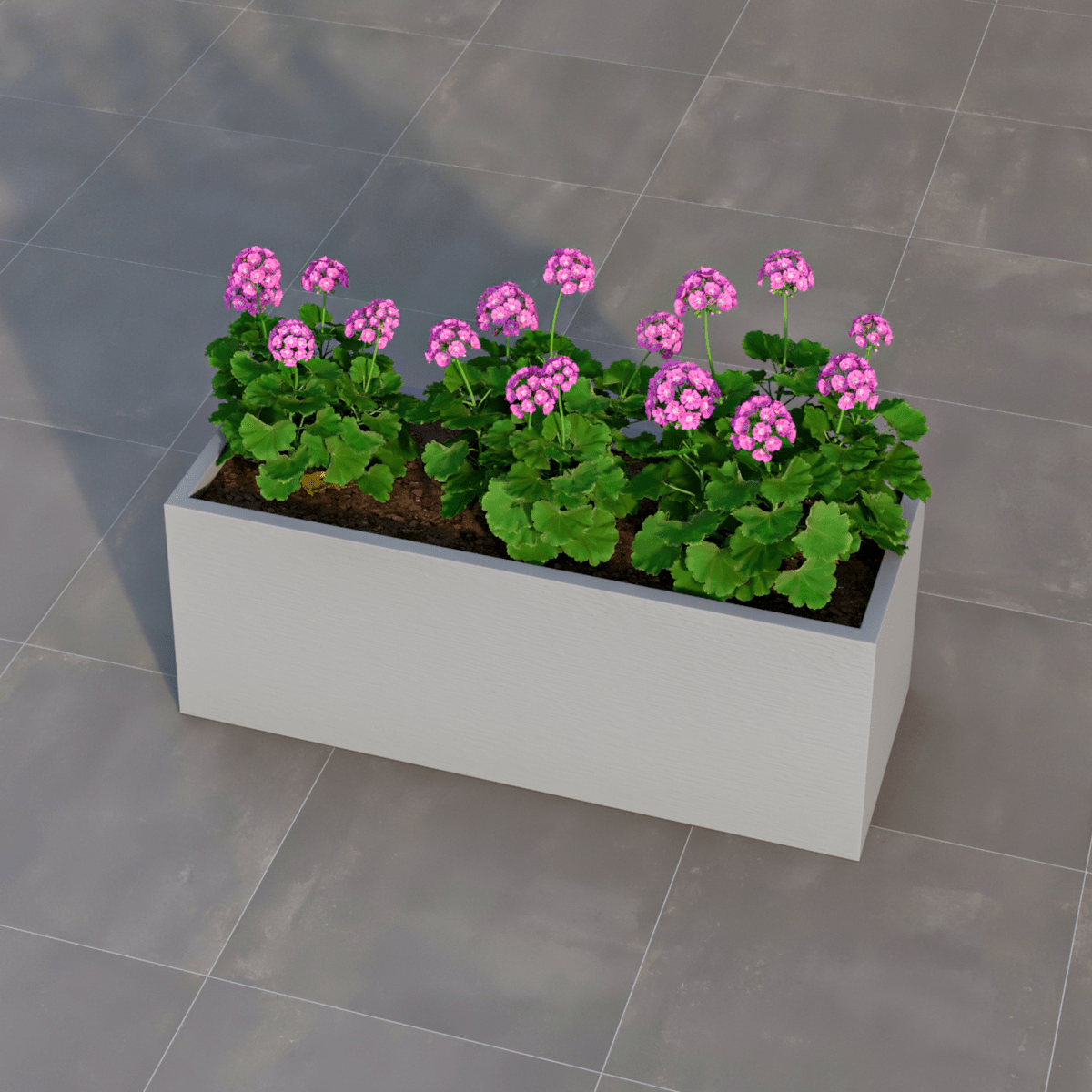 Flora Modern Rectangular Planter Pot in Fiberstone and Clay Weather Resistant Design in Grey