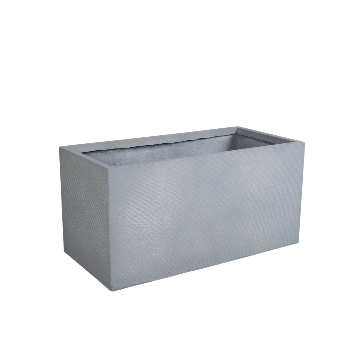 Flora Modern Rectangular Planter Pot in Fiberstone and Clay Weather Resistant Design in Grey