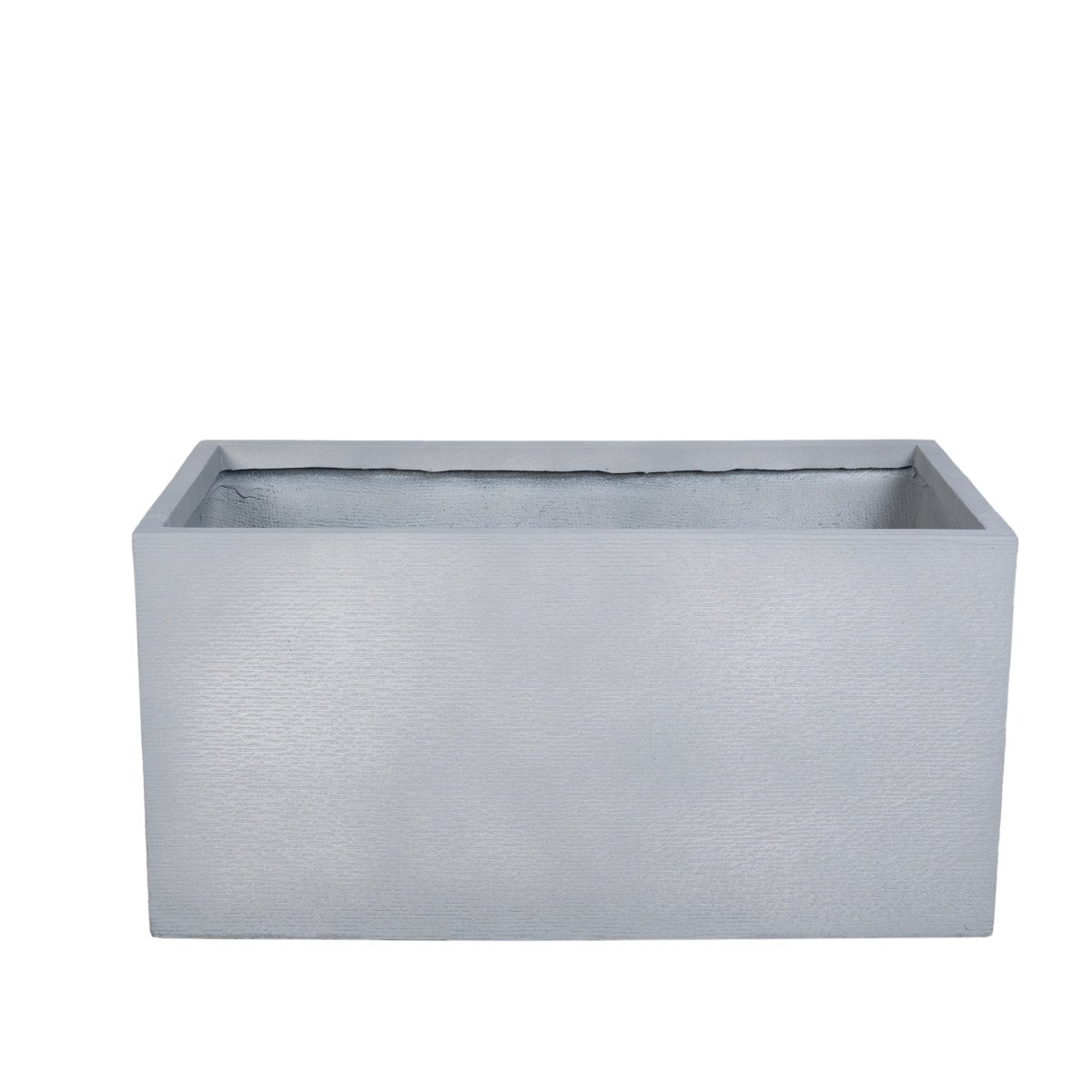 Flora Modern Rectangular Planter Pot in Fiberstone and Clay Weather Resistant Design in Grey