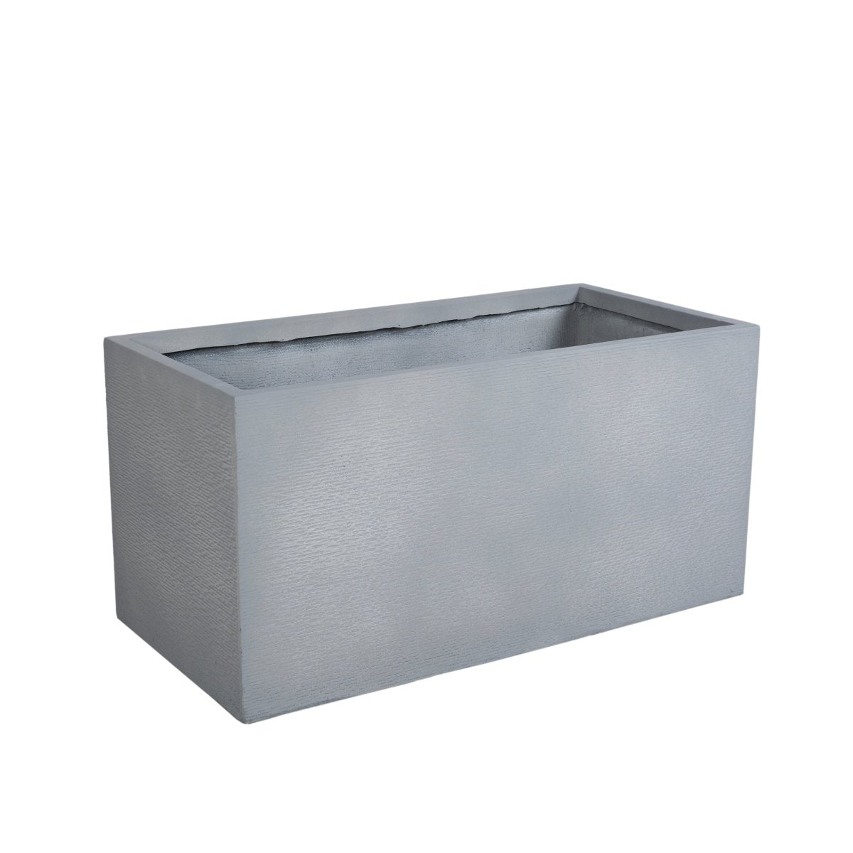 Flora Modern Rectangular Planter Pot in Fiberstone and Clay Weather Resistant Design in Grey