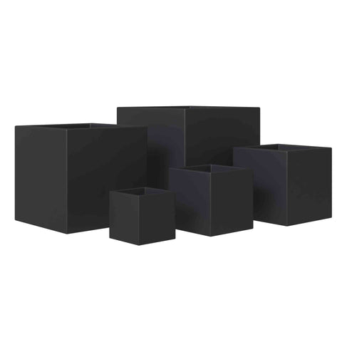 Fern 5-Piece Modern Fiberstone and MGO Clay Square Planter Set for Indoor and Outdoor