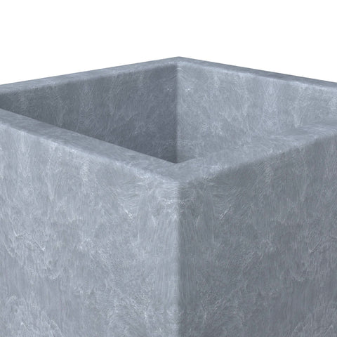 Fern 5-Piece Modern Fiberstone and MGO Clay Square Planter Set for Indoor and Outdoor