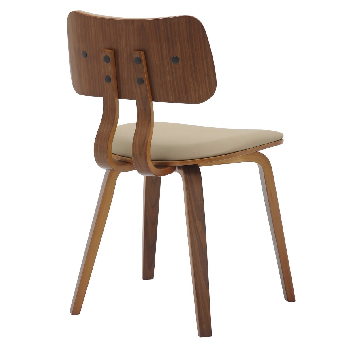 Fynix 5 - Piece Dining Set with Round Wooden Table in Natural Wood and 4 Leather Dining Chairs