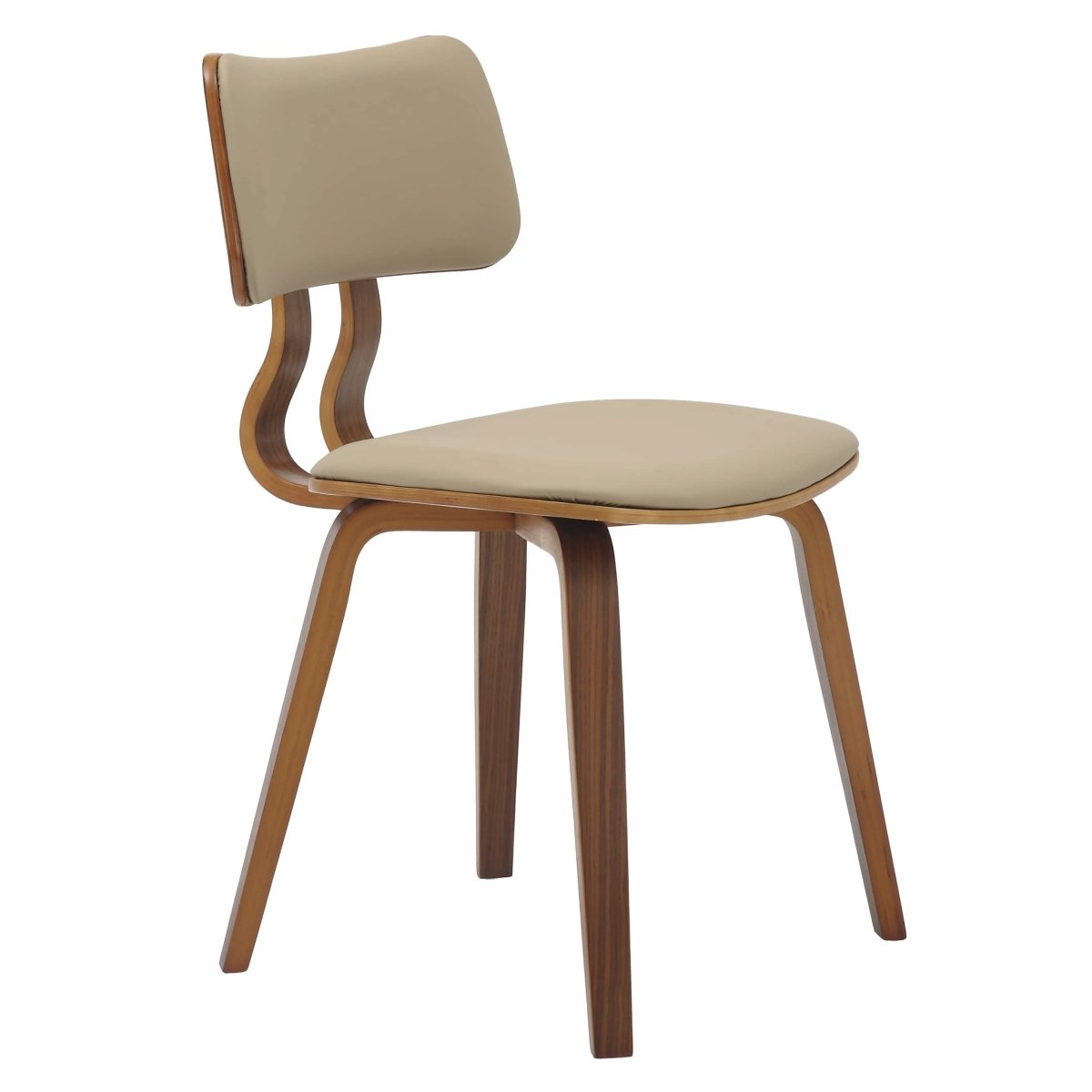 Fynix 5 - Piece Dining Set with Round Wooden Table in Natural Wood and 4 Leather Dining Chairs