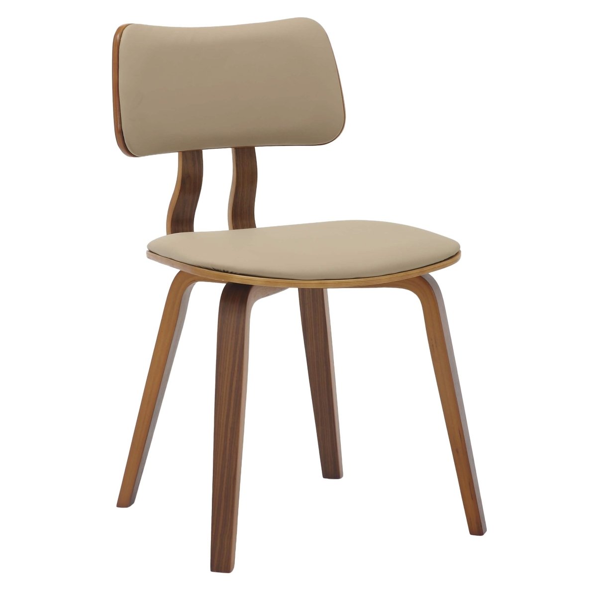 Fynix 5 - Piece Dining Set with Round Wooden Table in Natural Wood and 4 Leather Dining Chairs