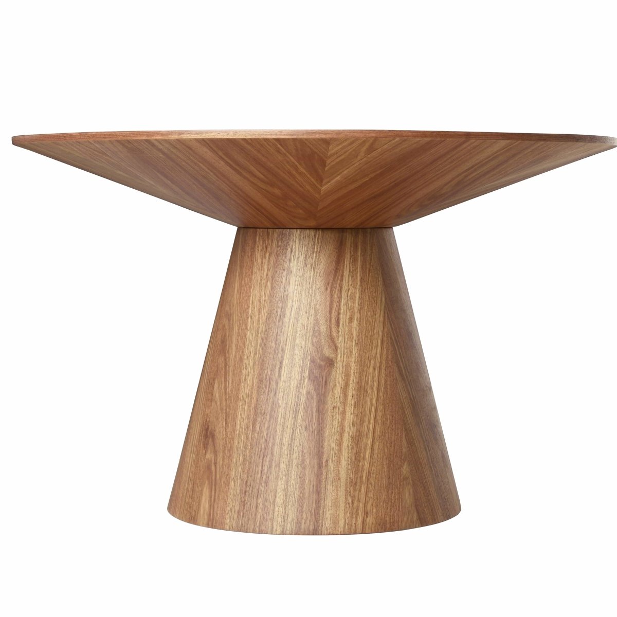 Fynix 5 - Piece Dining Set with Round Wooden Table in Natural Wood and 4 Leather Dining Chairs