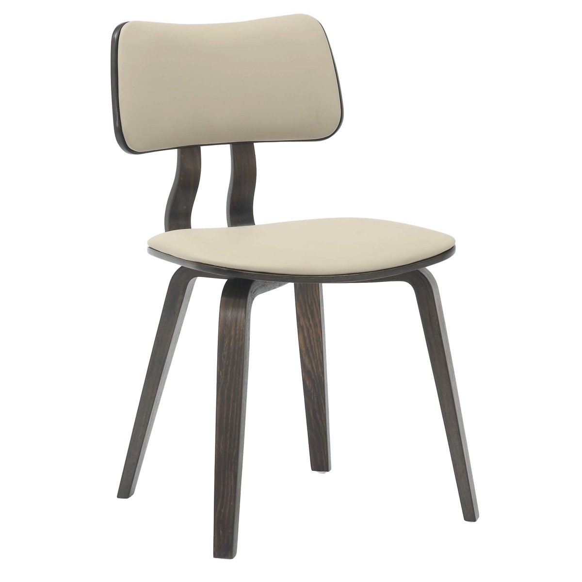 Fynix 5 - Piece Dining Set with Round Wooden Table in Natural Wood and 4 Leather Dining Chairs