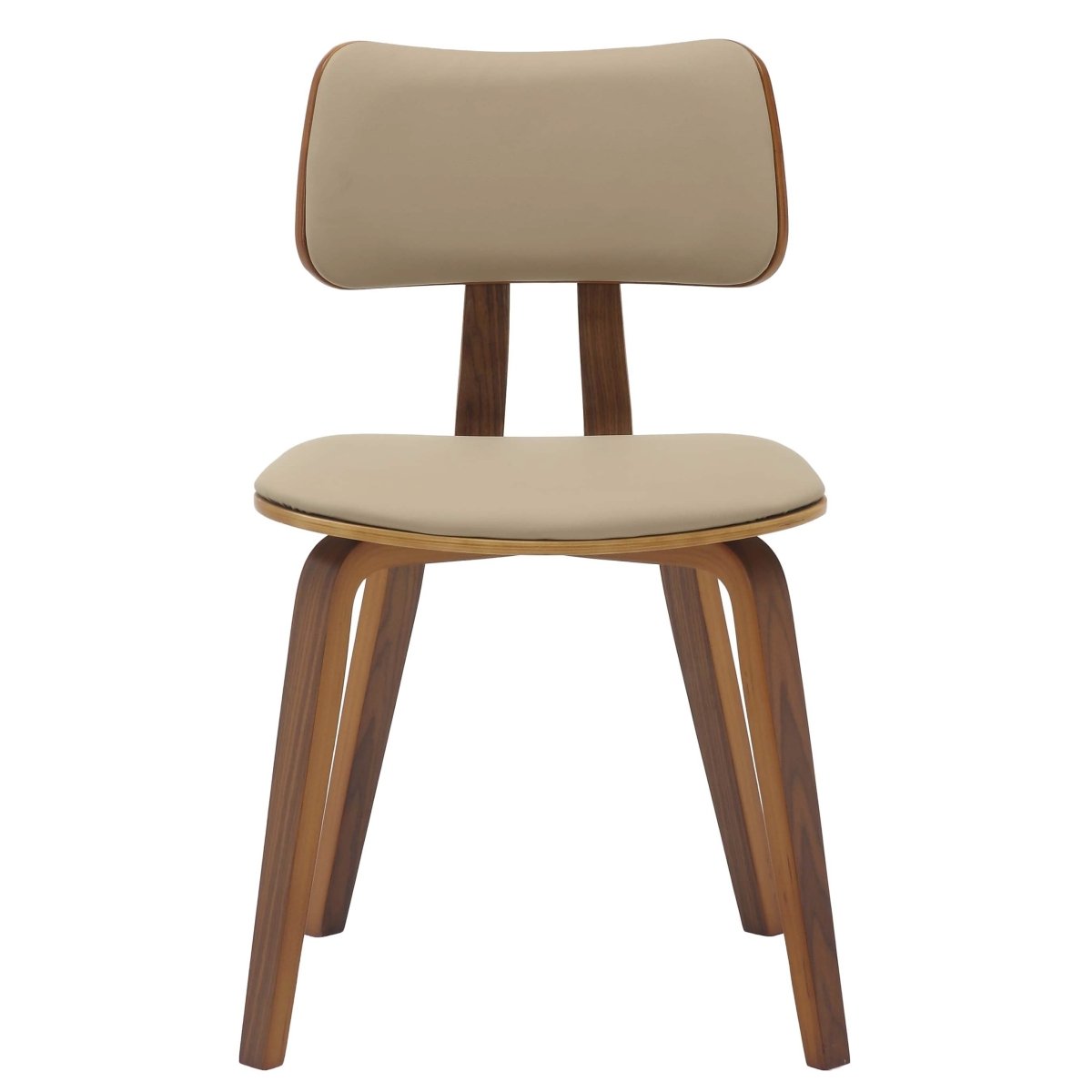 Fynix 5 - Piece Dining Set with Round Wooden Table in Natural Wood and 4 Leather Dining Chairs
