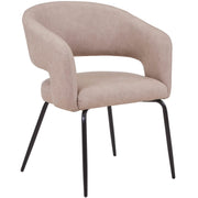 Gavin Dining Chair Upholstered in Leather/Velvet with Open Curved Backrest in Black Iron