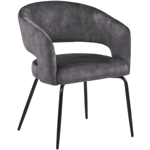 Verve 5-Piece Dining Set with 36" Round Dining Table in Black MDF Top and 4 Dining Chairs Upholstered in Velvet/LeatherThis 5-piece dining set includes a stylish 36" round table with a sleek black MDF top and 4 comfortable dining chairs upholstered in a l