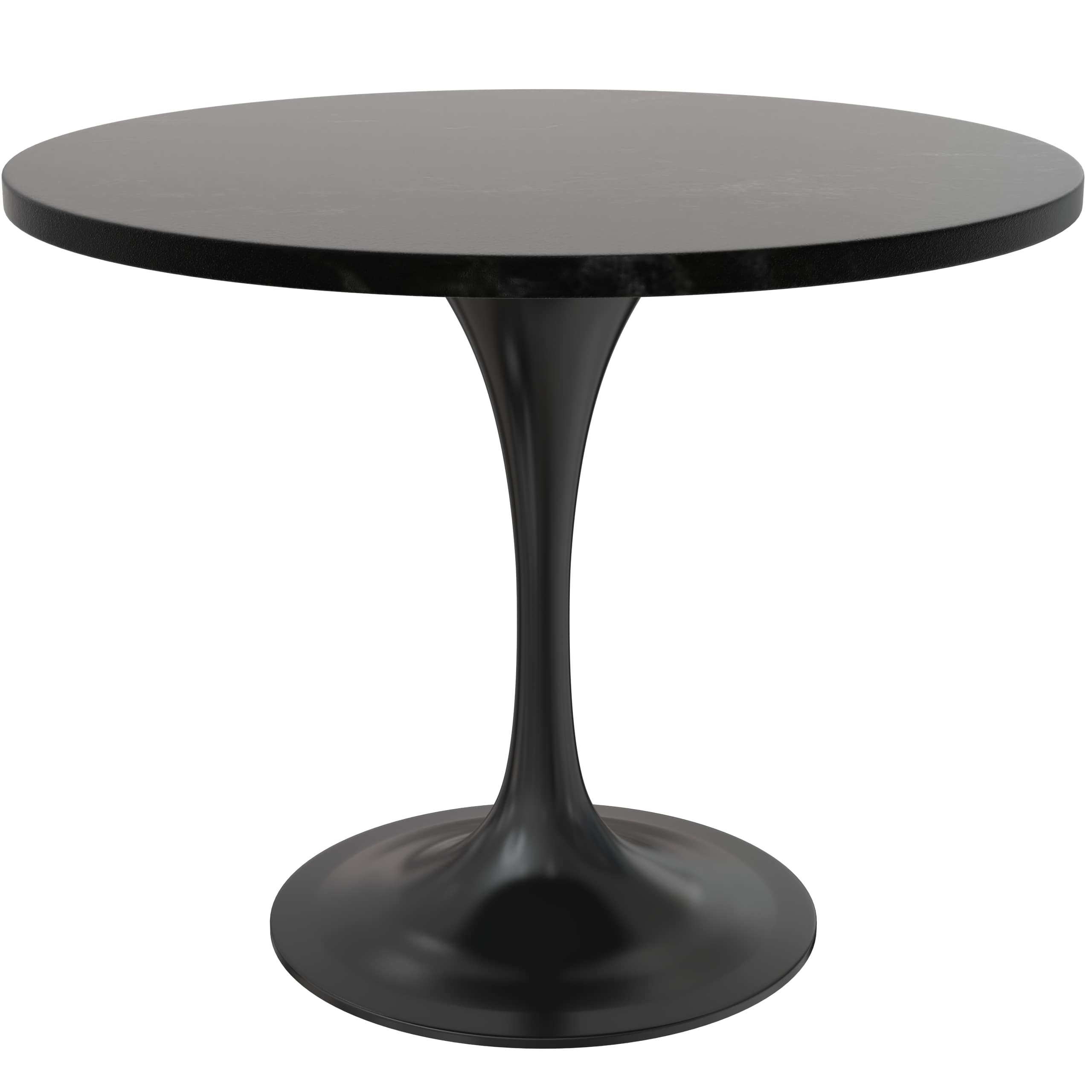 Verve 5-Piece Dining Set with 36" Round Dining Table in Black MDF Top and 4 Dining Chairs Upholstered in Velvet/LeatherThis 5-piece dining set includes a stylish 36" round table with a sleek black MDF top and 4 comfortable dining chairs upholstered in a l