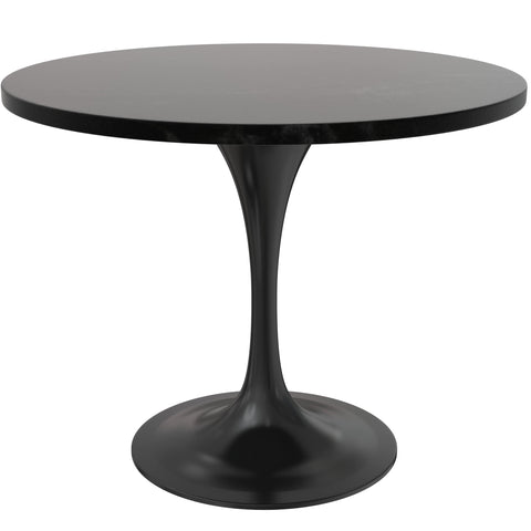 Verve 5-Piece Dining Set with 36" Round Dining Table in Black MDF Top and 4 Dining Chairs Upholstered in Velvet/LeatherThis 5-piece dining set includes a stylish 36" round table with a sleek black MDF top and 4 comfortable dining chairs upholstered in a l