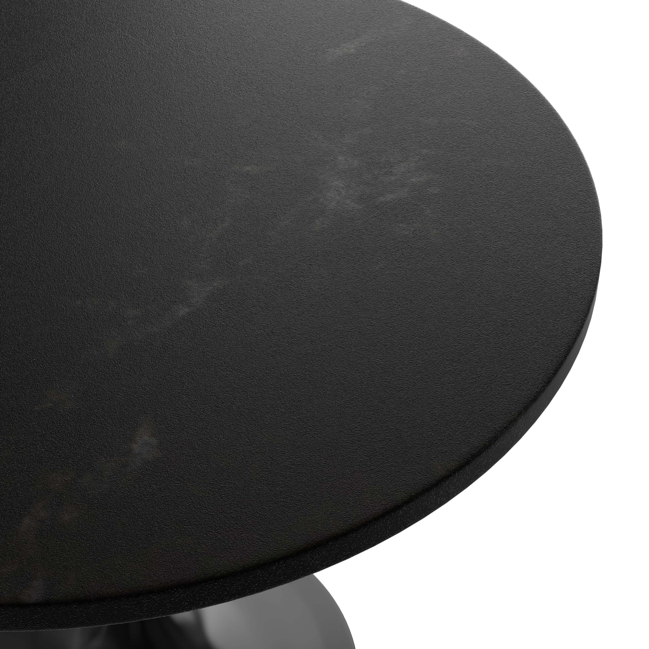 Verve 5-Piece Dining Set with 36" Round Dining Table in Black MDF Top and 4 Dining Chairs Upholstered in Velvet/LeatherThis 5-piece dining set includes a stylish 36" round table with a sleek black MDF top and 4 comfortable dining chairs upholstered in a l