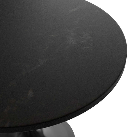Verve 5-Piece Dining Set with 36" Round Dining Table in Black MDF Top and 4 Dining Chairs Upholstered in Velvet/LeatherThis 5-piece dining set includes a stylish 36" round table with a sleek black MDF top and 4 comfortable dining chairs upholstered in a l